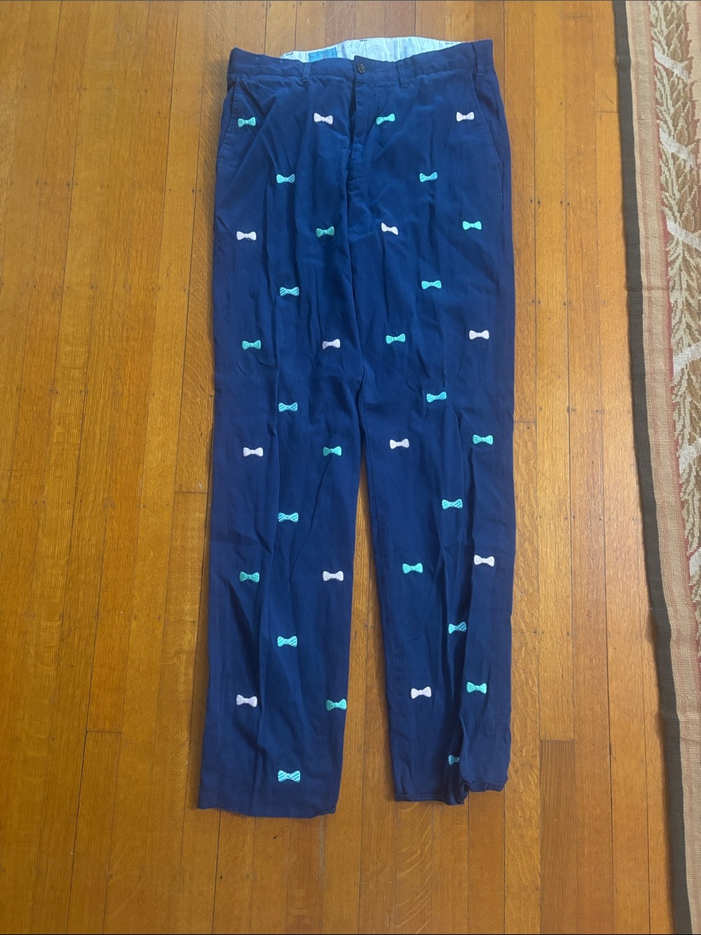 Castaway Navy Bow-Embroidered Girls' Casual Pants
